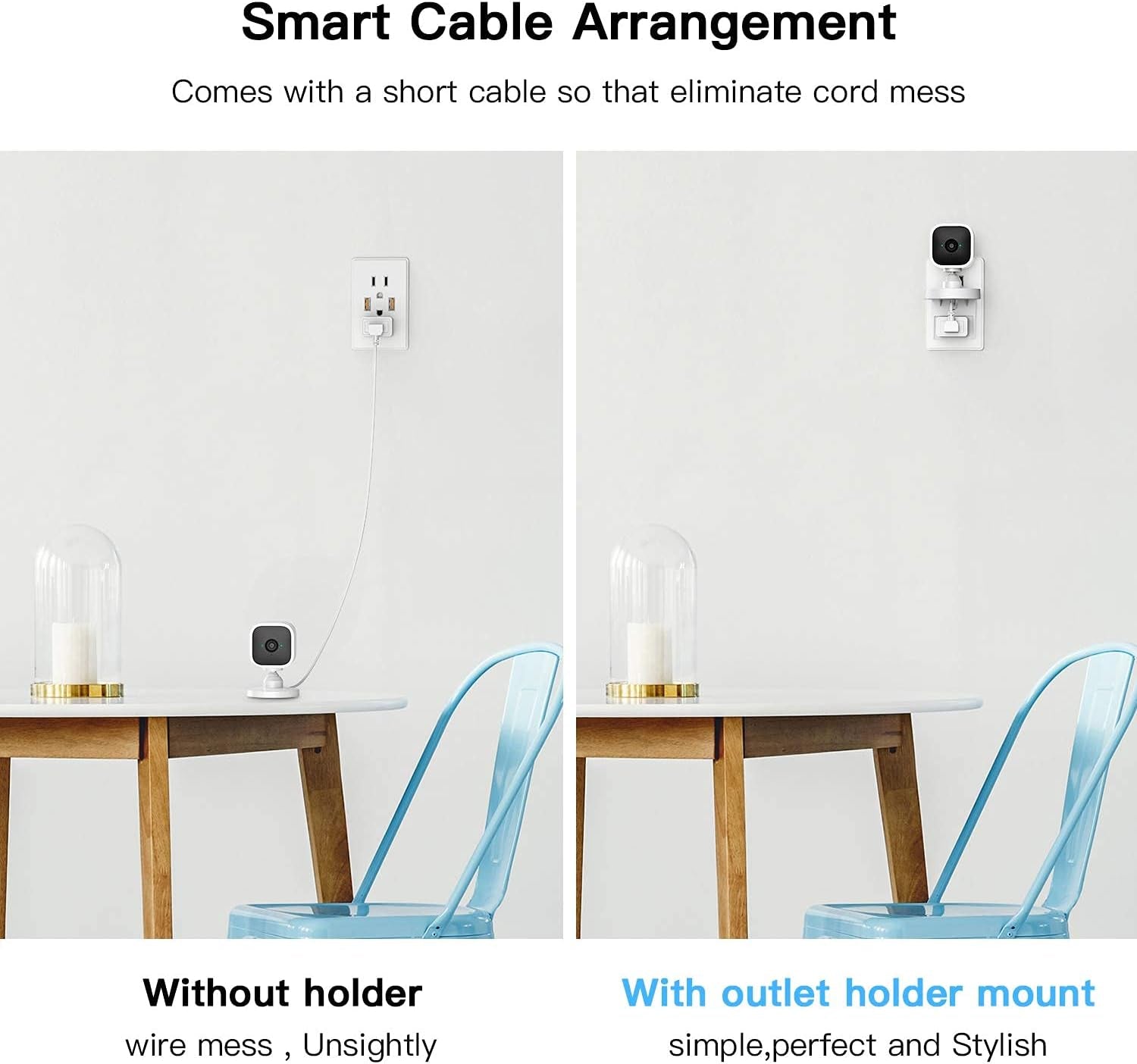 2PACK Blink Mini Outlet Wall Mounts - AC Outlet Wall Plug Mount Stand Holder Bracket for Blink Mini Indoor Camera without Messy Wires or Screws(Blink Mini Is Not Include)
