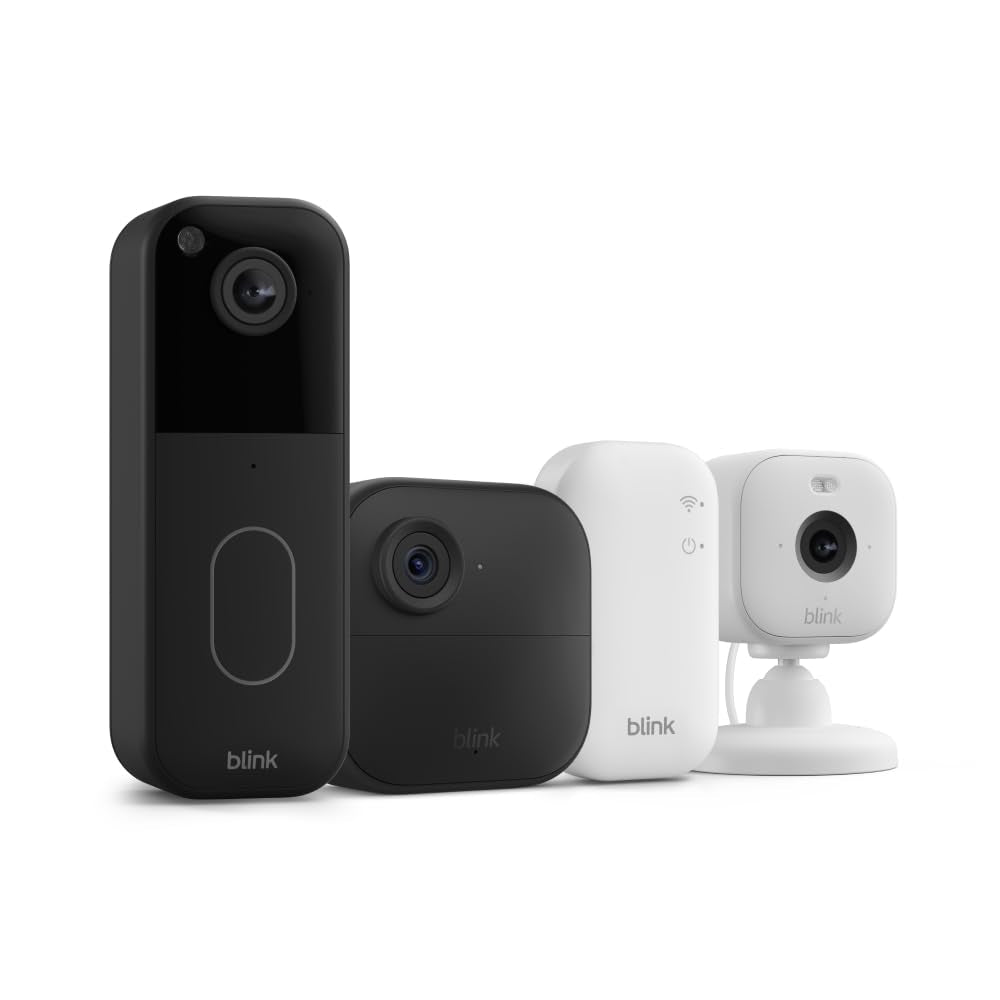 Whole Home Bundle – Outdoor 4 Camera, Mini 2 Camera, Video Doorbell (2Nd Generation), Sync Module Core Included – HD Video, Motion Detection, Works with Alexa