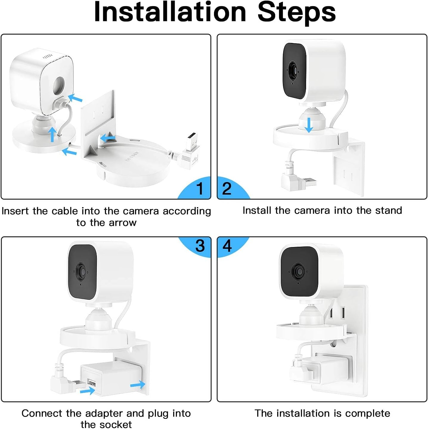 2PACK Blink Mini Outlet Wall Mounts - AC Outlet Wall Plug Mount Stand Holder Bracket for Blink Mini Indoor Camera without Messy Wires or Screws(Blink Mini Is Not Include)