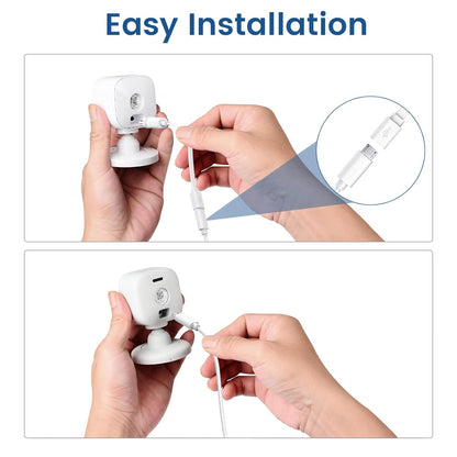 50Ft Power Extension Cable Compatible with Blink Mini 2, Blink Mini and Blink Outdoor 4 Cameras - 15M Long Flat Micro USB Charging Cord with 30Cm USB C Waterproof Adapter and 18W Fast Charger, White