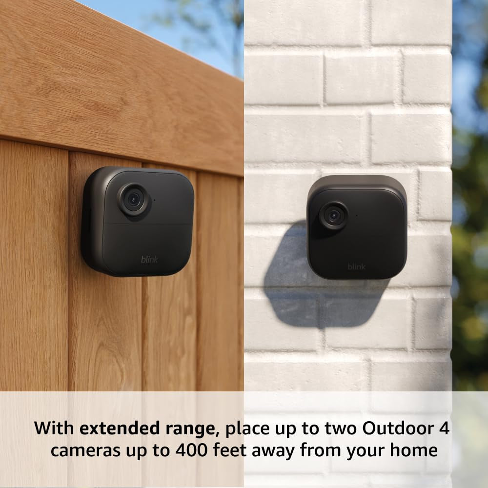 Outdoor 4 XR – Two-Year Battery Wireless Camera with 4X Security Coverage, 1000 Ft Open-Air Range or 400 Ft with Typical Use — 2 Camera System