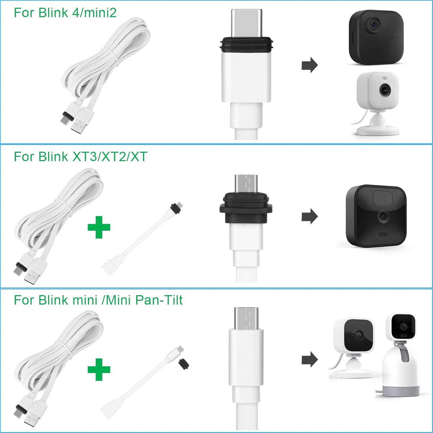2Pack 25FT Power Cable for Blink Mini2,Blink Mini,Blink Outdoor 4 (4Th Gen)/Blink (3Rd Gen) Xt3/Xt2/Xt,Extension Cable Continuously Charging Your Blink Cam(Plug and Camera Are Not Included)