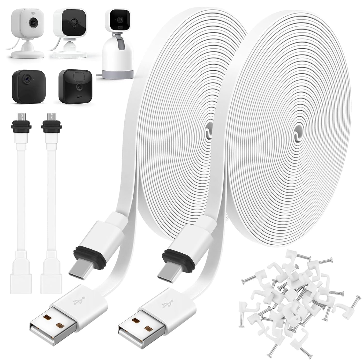 2Pack 25FT Power Cable for Blink Mini2,Blink Mini,Blink Outdoor 4 (4Th Gen)/Blink (3Rd Gen) Xt3/Xt2/Xt,Extension Cable Continuously Charging Your Blink Cam(Plug and Camera Are Not Included)
