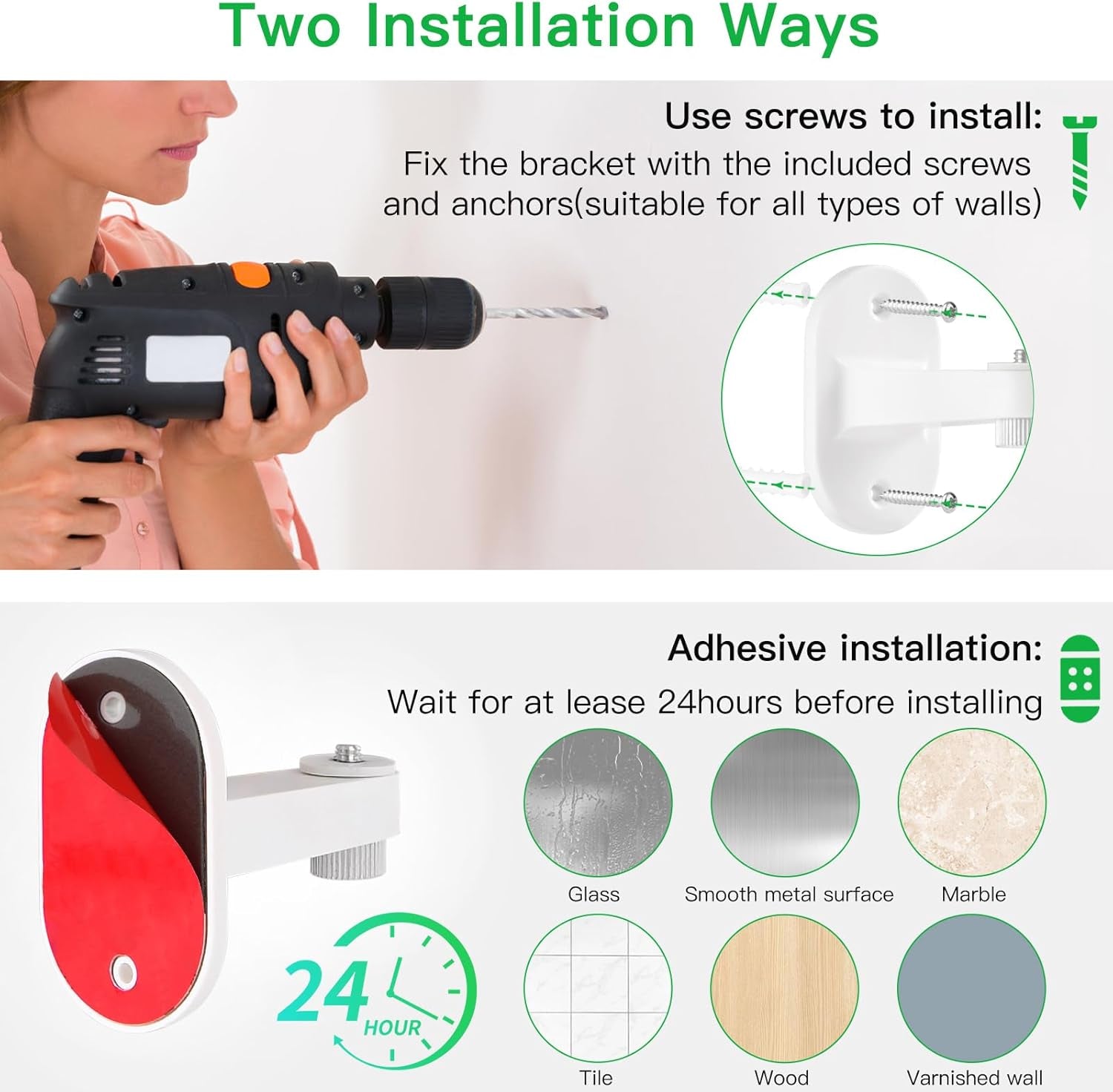 2Pack Adhesive Wall Mount Compatible with Blink Mini and Blink Mini 2, Two Easy Installation, No Drill Mounting Bracket by , White
